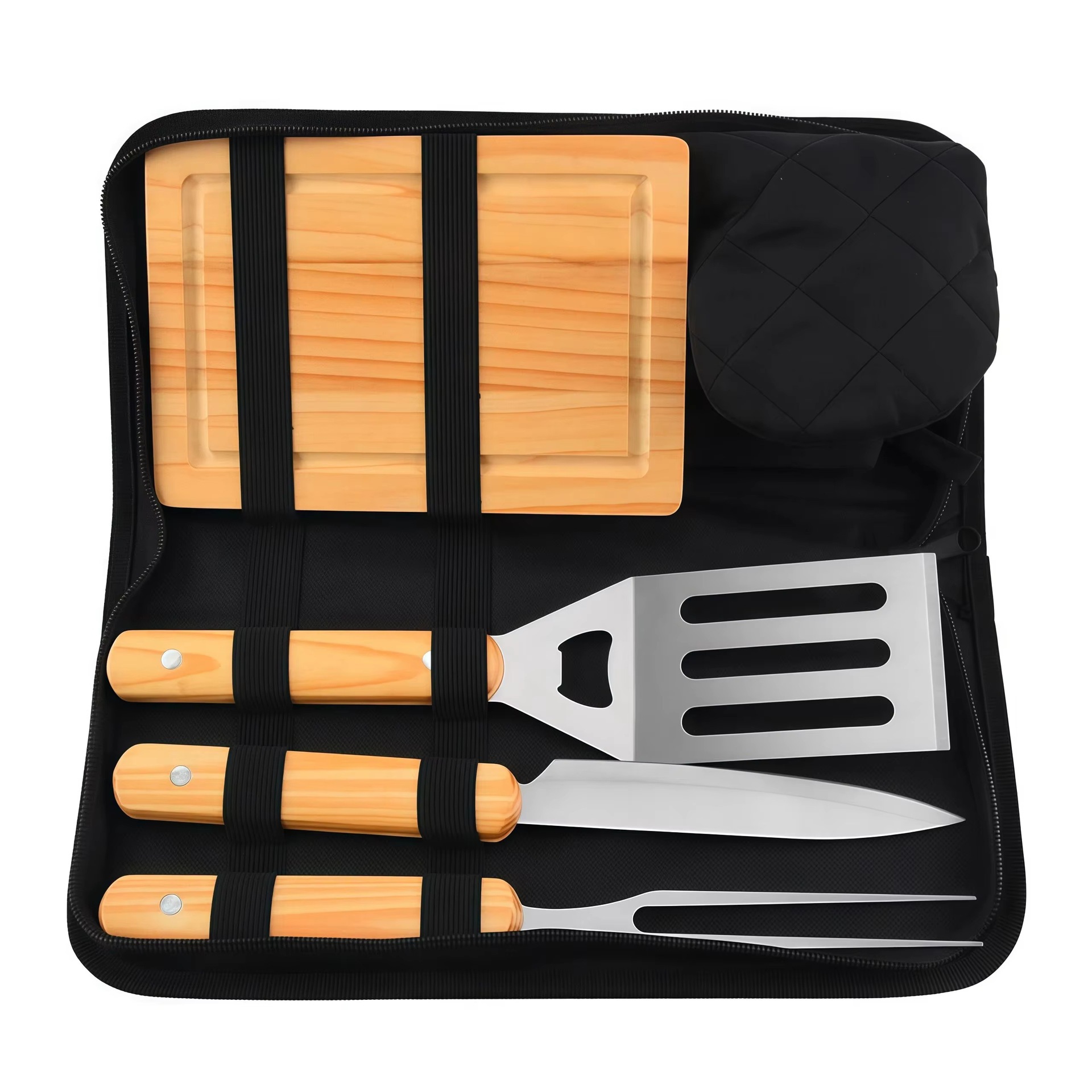 Cross-Border Hot-Selling Oxford Cloth Bag Bbq Stainless Steel Barbecue Tool Set Grill Set Barbecue Utensils Outdoor