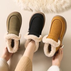 软底雪地靴韩版冬季新款皮毛一体百搭棉鞋加绒保暖加绒加厚面包鞋