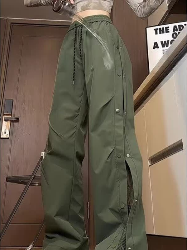 2025春秋季降落伞兵工装裤女款休闲速干裤子加长版高个子直筒裤|undefined