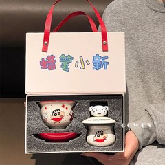 蜡笔小新联名陶瓷茶具套装男女士专用泡茶盖碗茶杯伴手礼物办公室