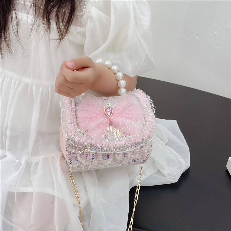 Nuevo bolso infantil de moda de verano, bolso de cinturón, bolso de princesa de perlas, bolso de cambio de viento fragante