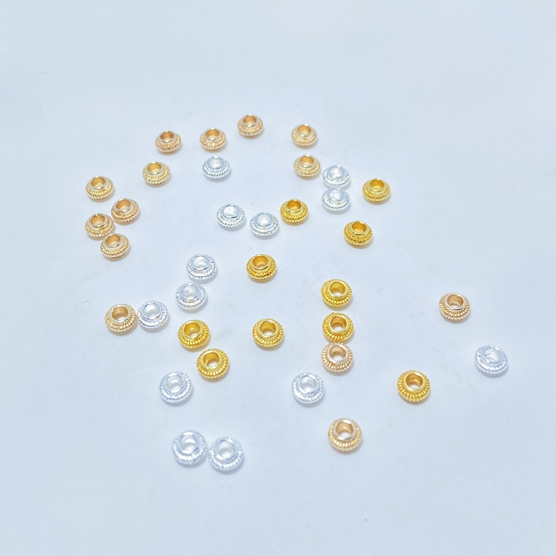 .14K包金保色螺纹齿轮隔片4mm手工diy手串项链垫片饰品隔珠材料
