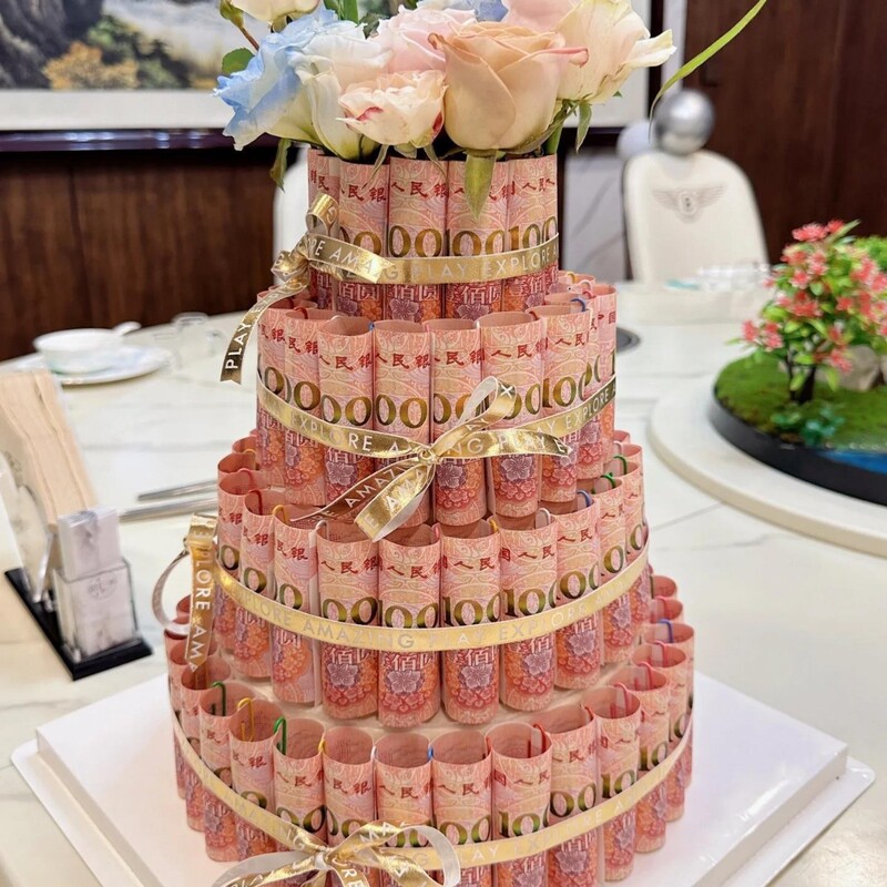 お金のある花のケーキ材料パッケージ、泡入り胚芽、手作りDIYケーキ、オプションで多層|undefined