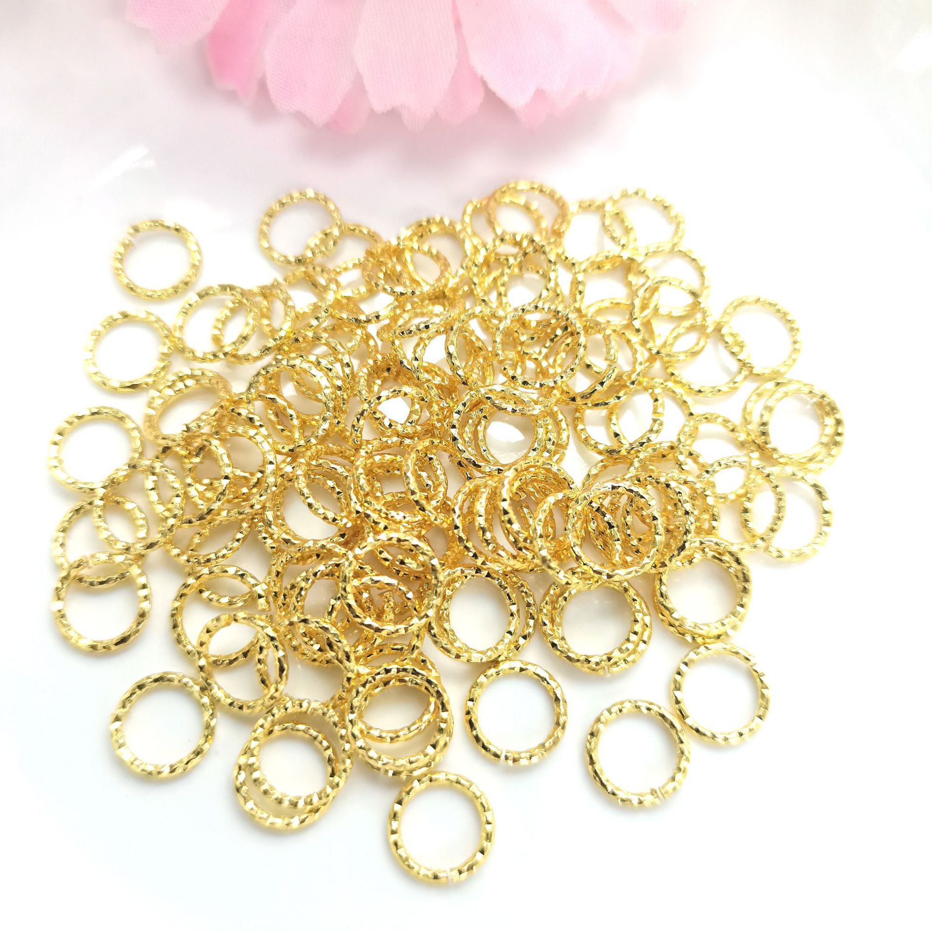 14K gold color retention diy jewelry twist flower opening ring gold color ring accessories handmade special materials