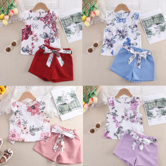 女の子のファッショナブルなスーツ 2025 夏韓国風半袖ショーツかわいい子供服ツーピーススーツ卸売供給