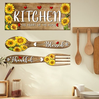 ATW4010-ZC向日葵英文Kitchen墙贴纸背景墙厨房家居装饰墙贴自粘