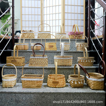 手提花蓝手工编织伴手礼蓝礼品篮袁艺木制品花篮批发定制厂家直销