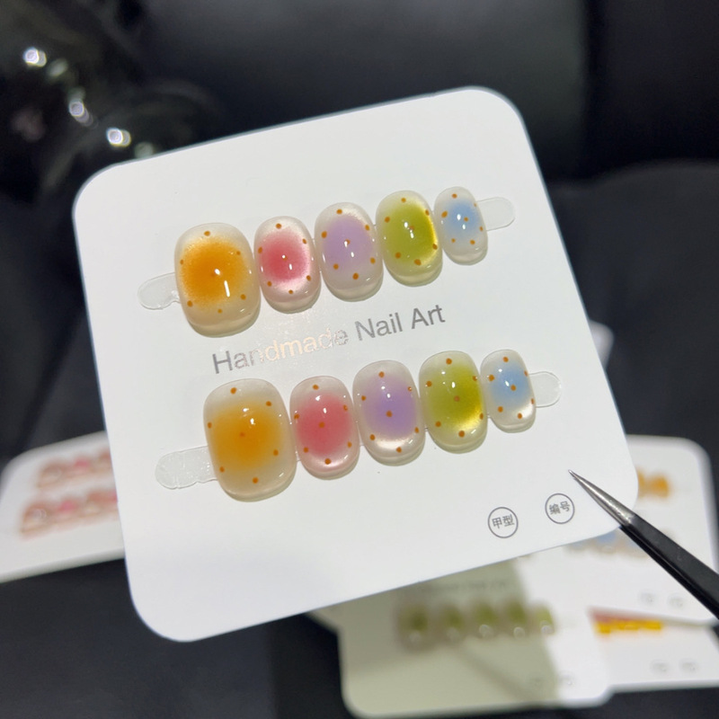 [Sweetheart Keluli] Ins Orange Soda Glass Beads Whitening Dopamine Cute Whitening Student Wear Nails
