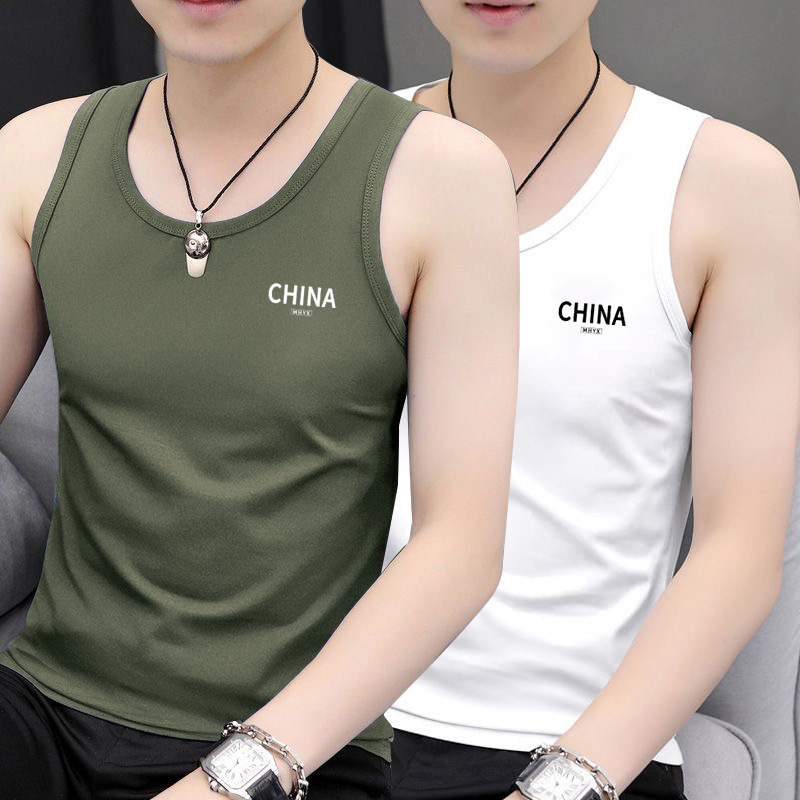 Factory wholesale men's vest new fashion pullover round neck slim vest sports undershirt all-matching vest men
