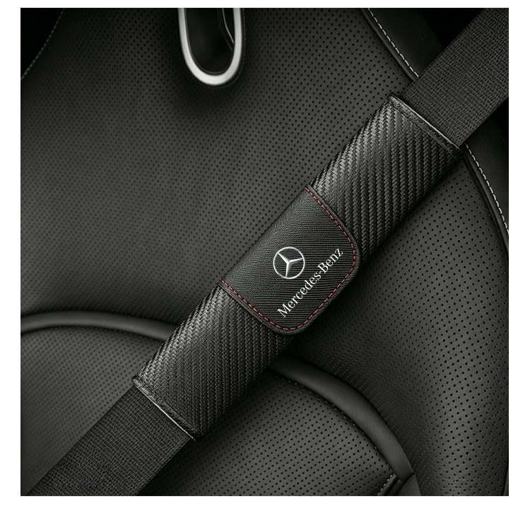 Manufacturer of Car Logos, Cross-Border Carbon Fiber Pattern Leather Seat Belt Shoulder Pads, Interior Modification Backrest Seat