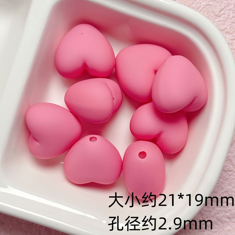 马卡龙橡皮手感漆胖爱心直孔串珠diy手机链钥匙扣材料饰品配件|undefined