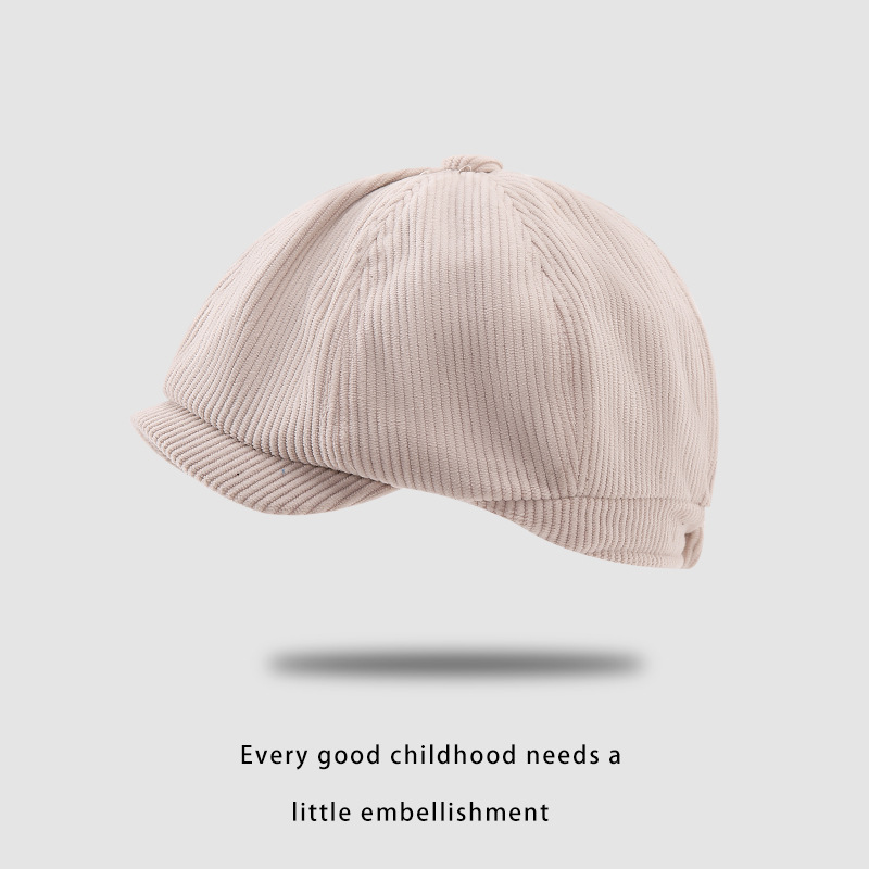 Corea del Sur color sólido corto para niños hacia adelante sombrero marea de color sólido para hombres y mujeres bebés cóncavo sombrero pintor sombrero octogonal