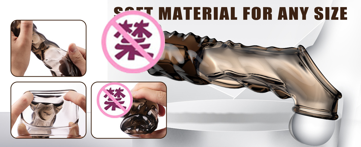 Vibrating Wolf-Tooth Delay Sleeve, Textured Lock-On Penis Extender for Couples — detail image 7