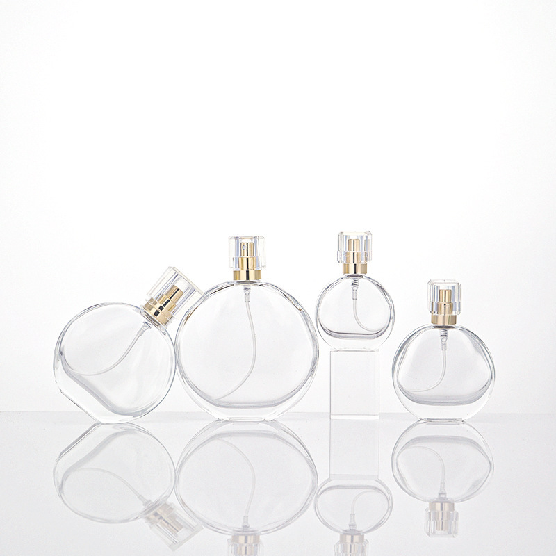 现货批发15ml 25ml 卡口螺口邂逅粉扁圆玻璃香水分装瓶|undefined