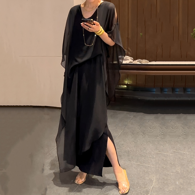 2026 Summer New Style Dress for Women, Plus Size, Loose Fit, Solid Color Patchwork Long Dress, Real Shot of Foreign Trade Product, High-End Feel Dress 2026 Summer New Style Dress for Women, Plus Size, Loose Fit, Solid Color Patchwork Long Dress, Real Shot of Foreign Trade Product, High-End Feel Dress