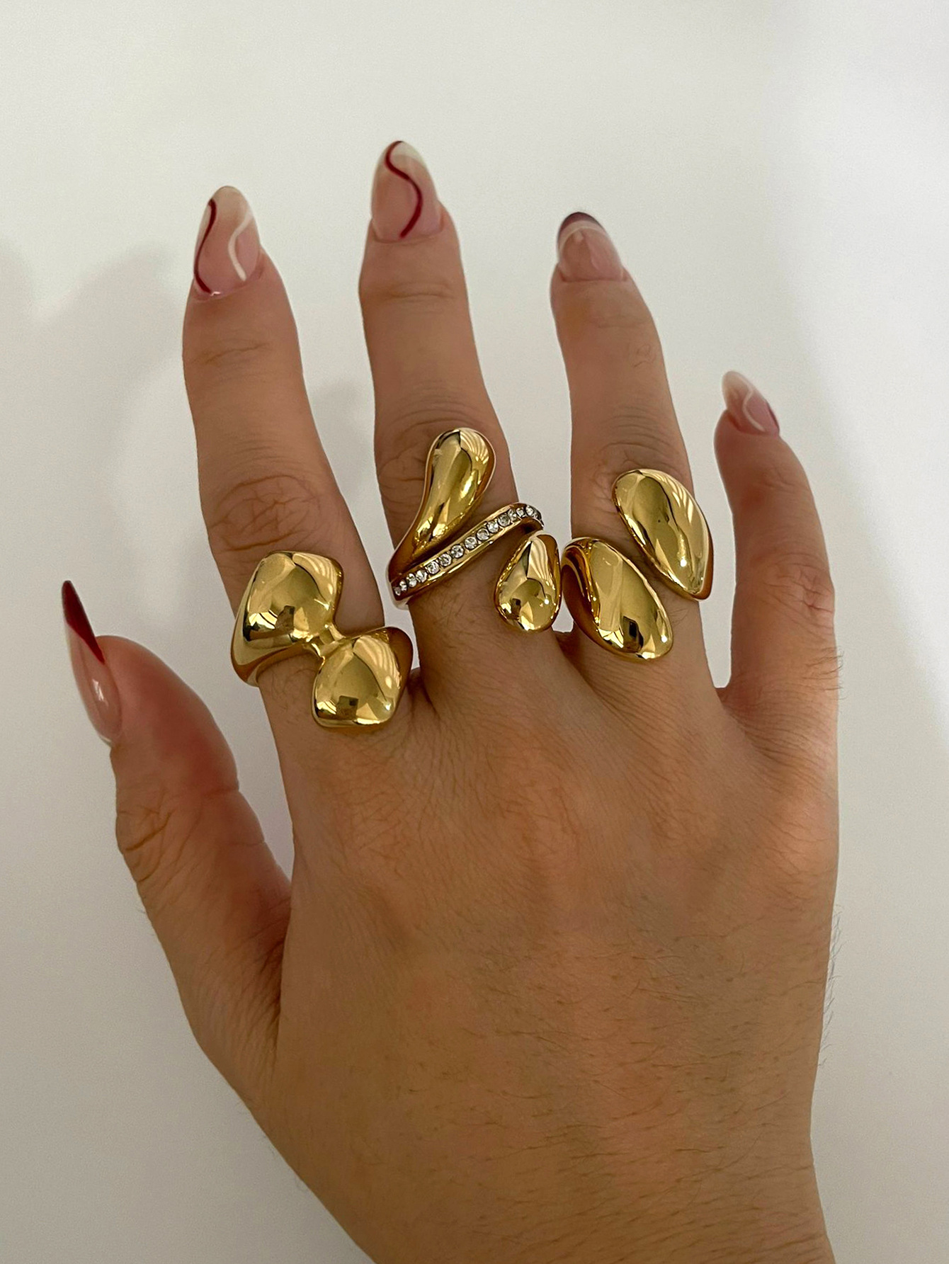 1 Piece Quantity Wholesale Jewelry Simple Style Classic Style Solid Color 304 Stainless Steel Irregular Plating Stainless Steel Rings