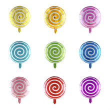 18寸圆形棒棒糖铝膜铝箔气球 儿童周岁生日派对糖果装饰批发