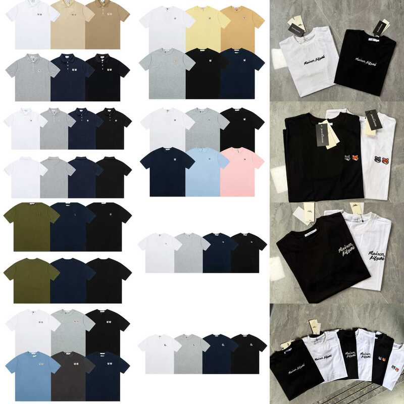 MAISON KITSUME Crewneck Short Sleeve Classic POIO Shirt Small Fox Head Embroidered Cotton T Zhao Silu Same Style