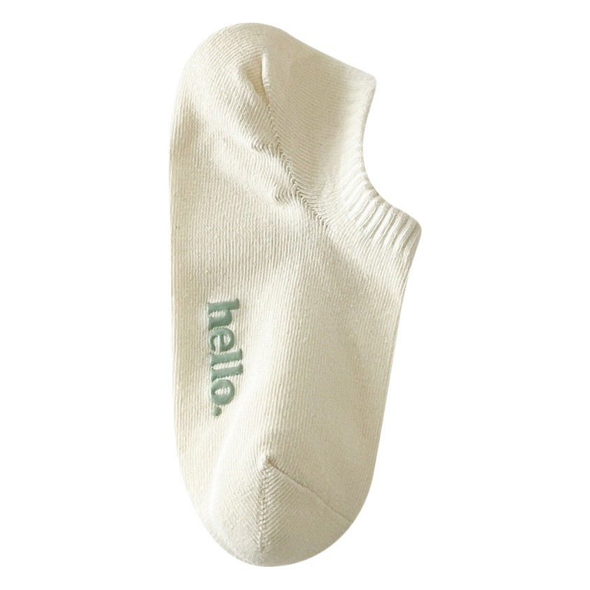 Suxinaimin primavera y verano calcetines finos ins crema carta Calcetines de algodón para mujer Calcetines antideslizantes de tobillo transpirables