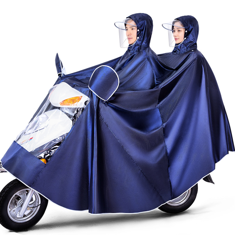 Coche eléctrico impermeable motocicleta batería coche extra grande engrosado doble individual hombres y mujeres largo poncho a prueba de lluvia de cuerpo completo