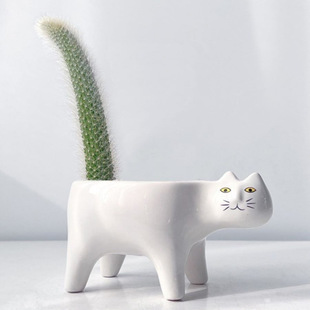 Monkey Tail Column Nine-Tailed Fox Cat Tail Art Flower Pot Desktop Green Plant Cartoon Cactus Plant New Potted Plant