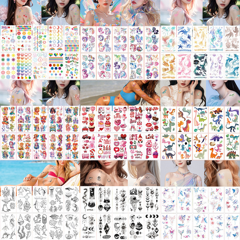 A variety of 10 cross-border explosions cartoon tattoo stickers waterproof party gift toy arm face stickers