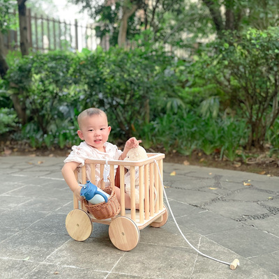实木木质框车儿童房收纳玩具过家家公仔车拍摄道具搭配摆件|ru