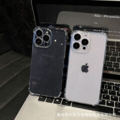 アップル16 iPhone15ProMax14シンプルな透明フラッシュケースTPU転倒防止携帯ケース保護カバーを適用