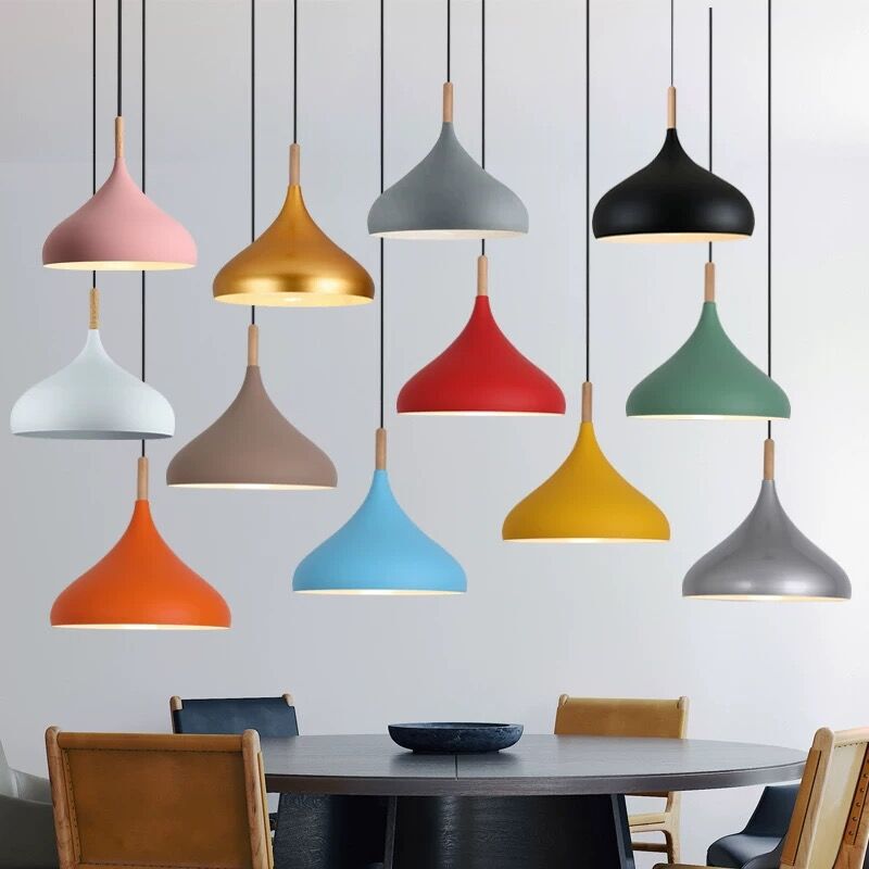 Modern Simple Commercial Shop Barber Shop Hot Pot Bar Homestay Pot Cover Iron Color Lampshade Industrial Wind Chandelier