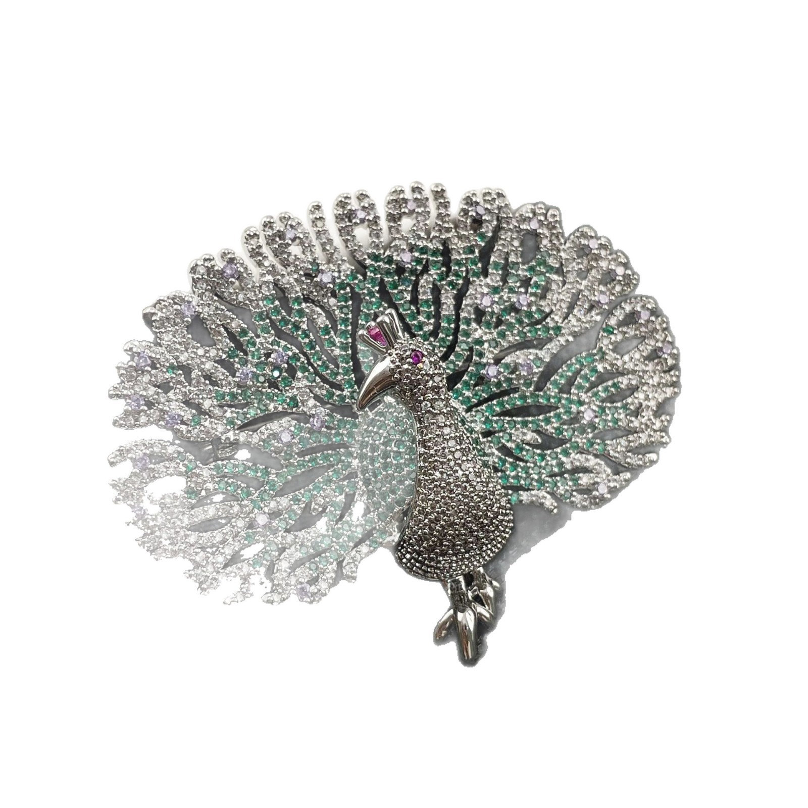 Cross-Border New Product Luxury High-End Elegant Peacock Brooch Women's Gradient Color Semi-Precious Stone Dress Corsage Jewelry Accessories