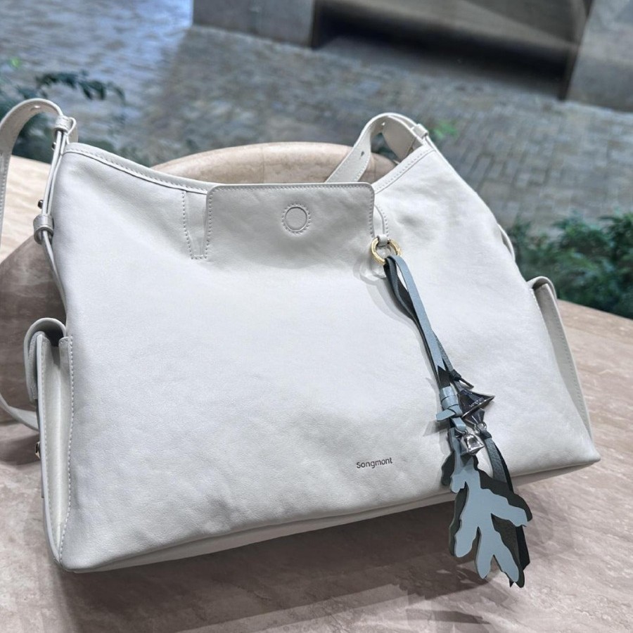 노래 추적 시리즈 호보 가방 흰색 야채 무두질 소 가죽 어깨 슬렁 부드러운 가방을 가진 LI NA