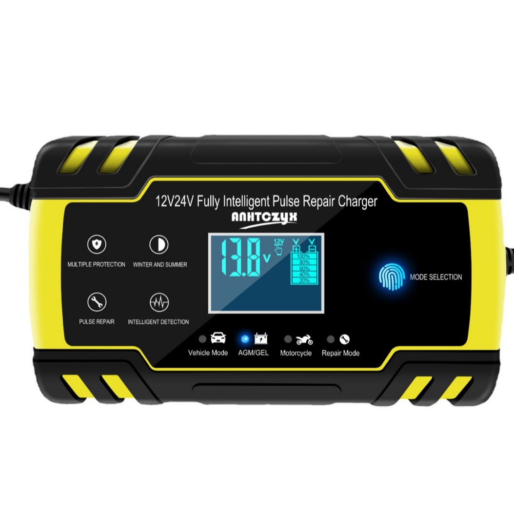 Cargador de batería para coche y moto 12V/24V – cargador inteligente AGM, camiones, versión UE/UK