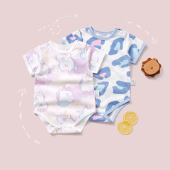 Baby PJs Summer Set Pure Cotton Short Sleeve Thin Newborn Bodysuit Cute Triangle Tee Baby Clothing
