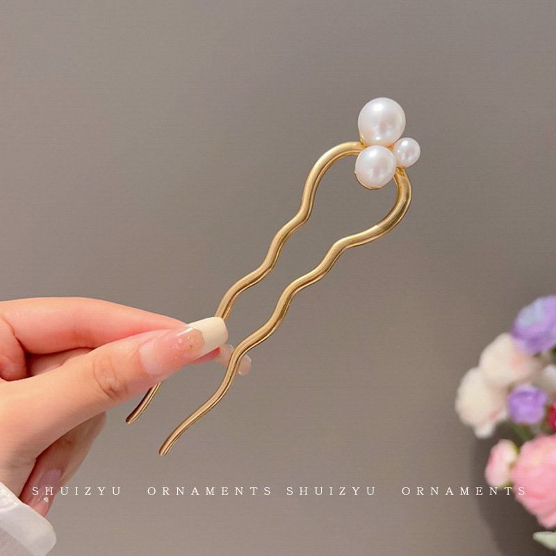 Plato de flores, dispositivo de cabello en forma de U, pinza de cabello para mujeres 2025, nuevo pinza de cabello de alta gama, nuevo estilo chino, pinza de cabello antiguo, tocado antiguo