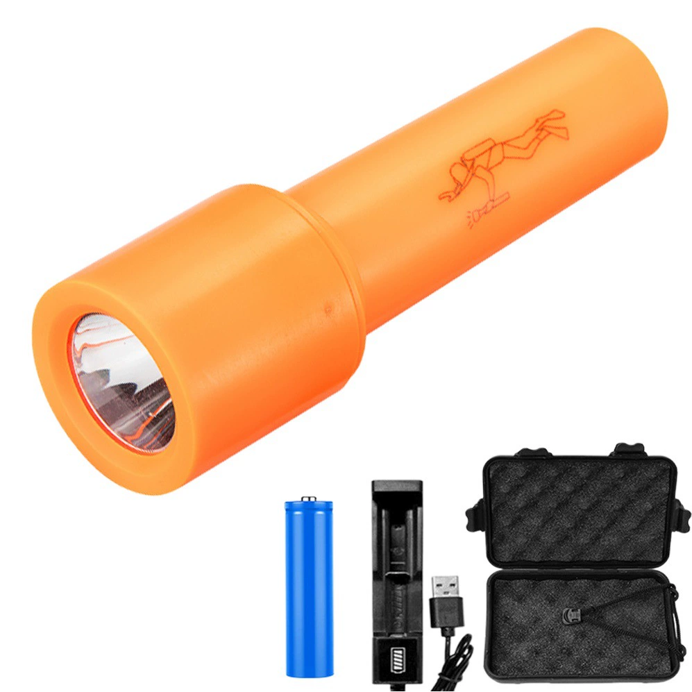 Трансграничное новое наружное освещение T6 сильный свет погружение пластиковый фонарик амфибия 18650 литиевый