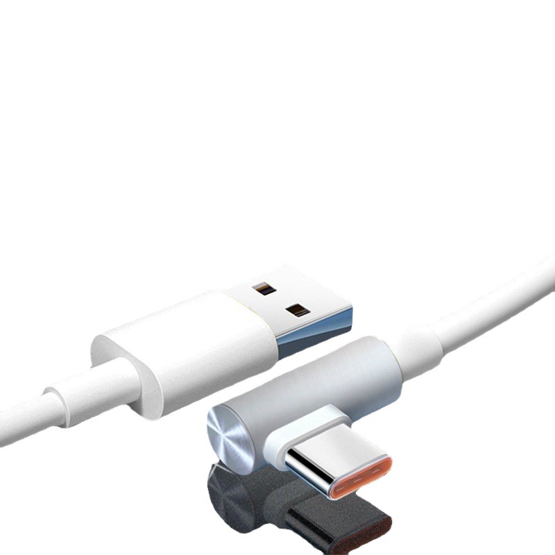 120W codo tipo-c cable de datos 6A carga rápida adecuado para Red Mi K50 juego móvil línea curva estándar de oro línea de carga rápida