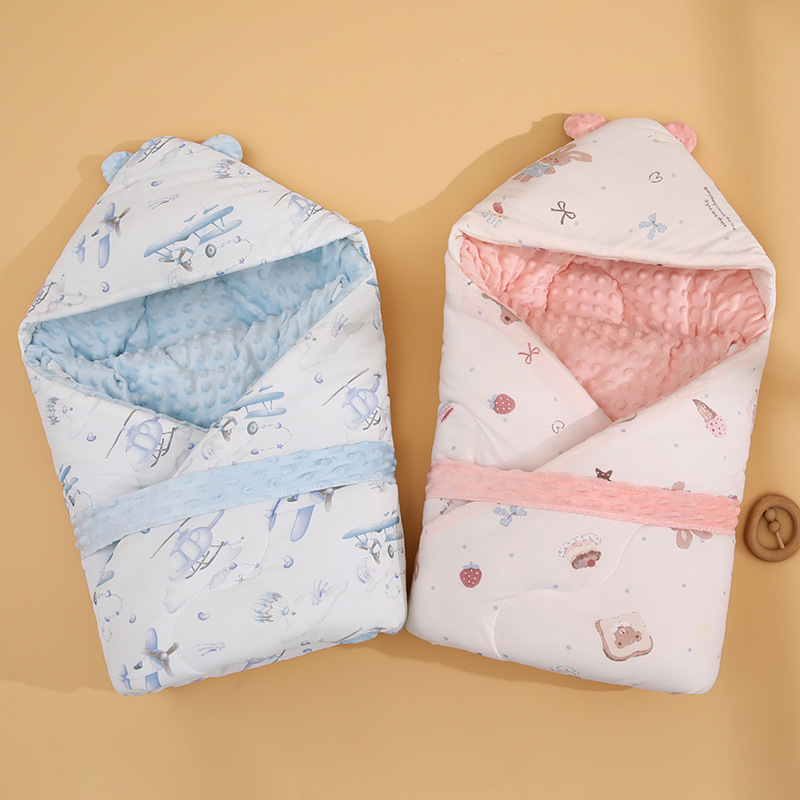 Thickened Doudou Velvet Baby Blanket for Newborns, Pure Cotton Class A, Autumn and Winter Thickened Maternity Ward Newborn Blanket, Anti-Startle, Extra Large