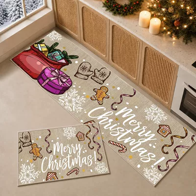 non-slip, dirt-resistant long strip foot — Avtomobil döşəmə paspasları - christmas-gingerbread-gift-4060cm