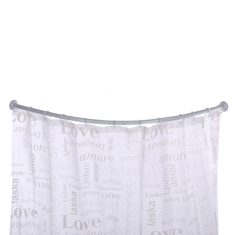 Curved track shower curtain rod folding shower curtain waterproof non-perforated toilet partition curtain U-shaped L bathroom wet and dry separation