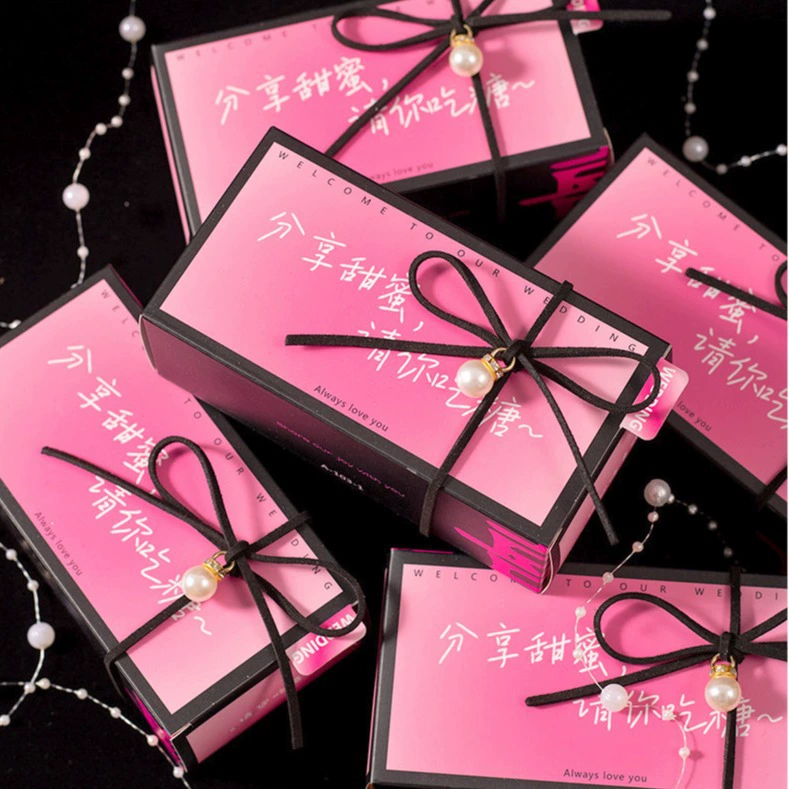 2024 новый градиент цвета INS свадебная коробка конфеты простой складной коробки конфеты фиолетовый розовый красный стол сахарная коробка