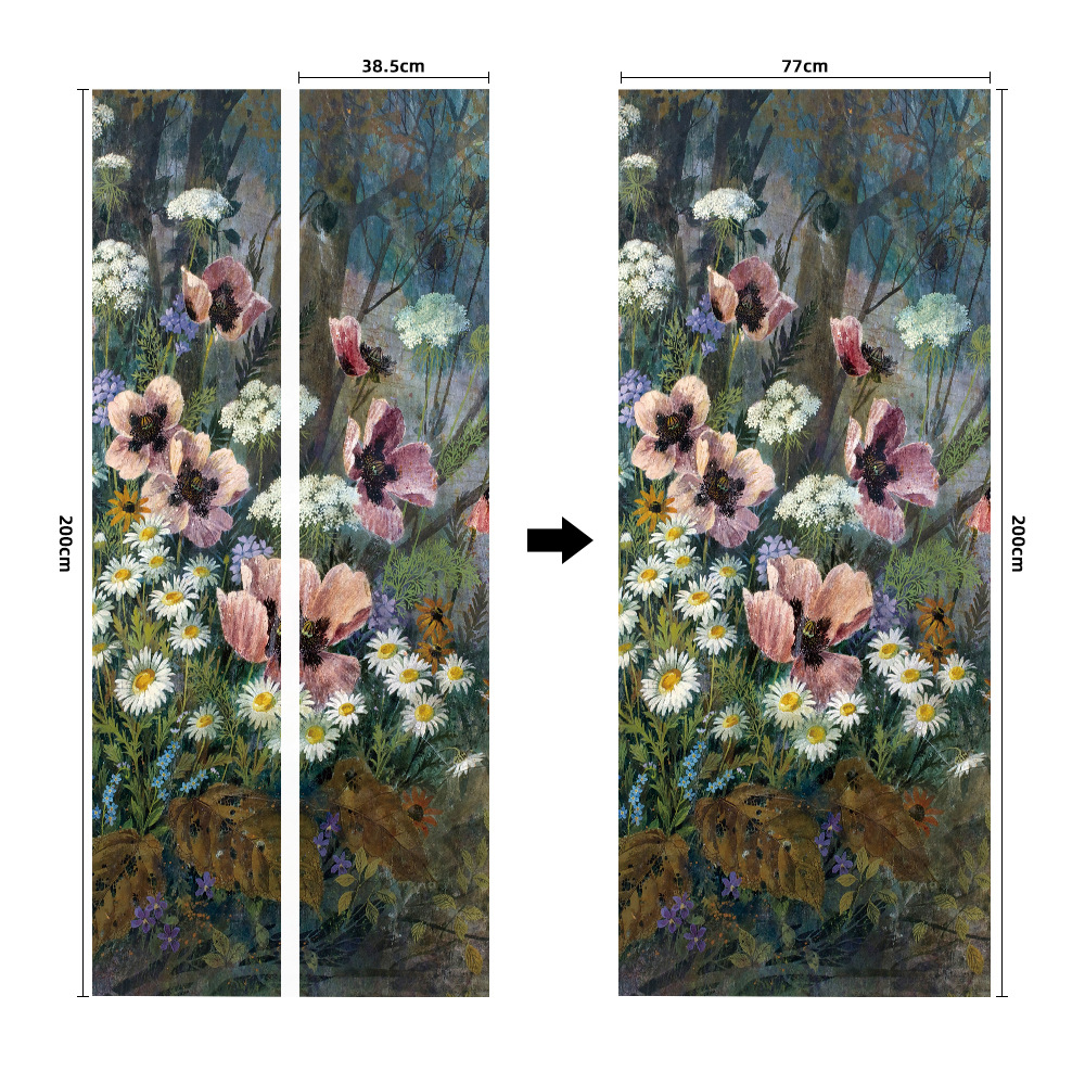 Pegatinas para puertas 3D respetuosas con el medio ambiente, autoadhesivos, fabricantes de origen al por mayor, patrones populares transfronterizos de alta definición, adhesivos para puertas impermeables, a prueba de aceite y antiincrustantes