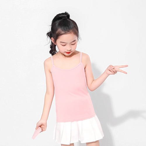 Girl's strapless camisole solid color summer children's base shirt Modal inner top for babies to wear sleeveless T-shirt