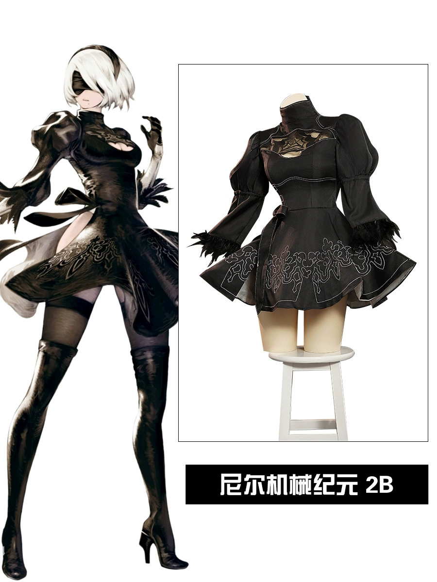 Костюм косплей (Neil) 2B из NieR:Automata, женское чёрное платье, разные размеры