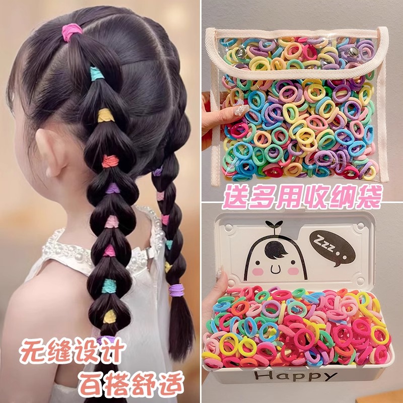 Anillo de cabello para niños de alta elasticidad no lesiones cabello de cabello de niña trenzada banda de goma para el cabello atado cubierta de cuero duradera