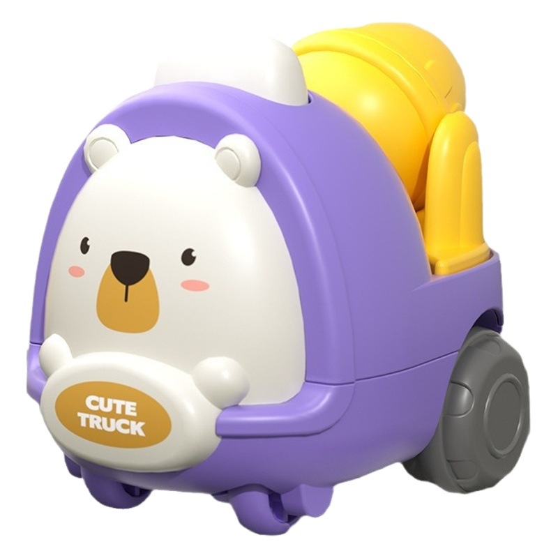 Mini coche de inercia de dibujos animados lindo mascota niños iluminación juguetes educativos bebé inercia coche de juguete coche de ingeniería niño pequeño