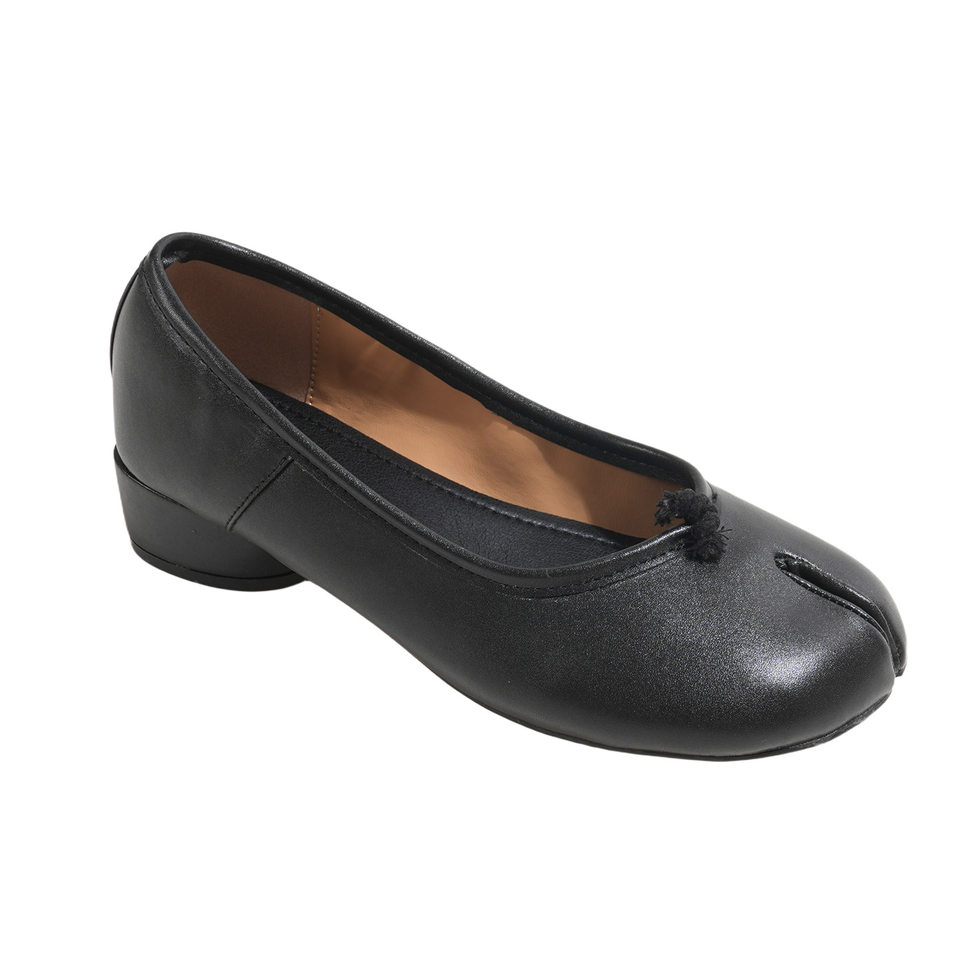 Giày búp bê nữ mũi tách ngón gót thô 3–6 cm, kiểu Mary Jane thời trang, dễ xỏ chân — bạc, màu mơ, Điểm sóng Đen, đen