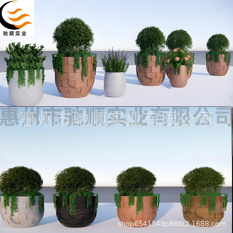Fiberglass Flower Pots, Shopping Mall Concave and Convex Flower Pots, Wavy Flower Pots, Hotel Stripesd Flower Pots, Large Flower Pots, Artistic Flower Pots