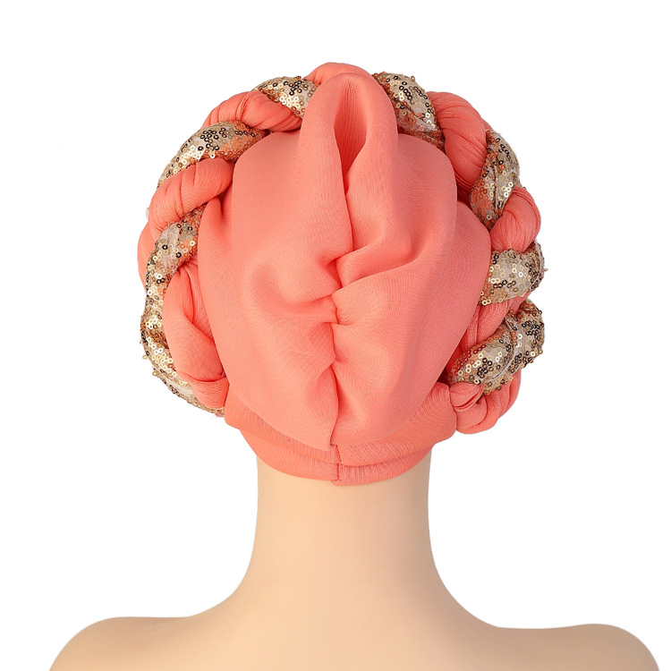 Cappello musulmano Cappello con treccia di paillettes a strati spazio Cappello africano alla moda_voghion.com