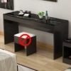 Single 140 long TV cabinet black + marble surface