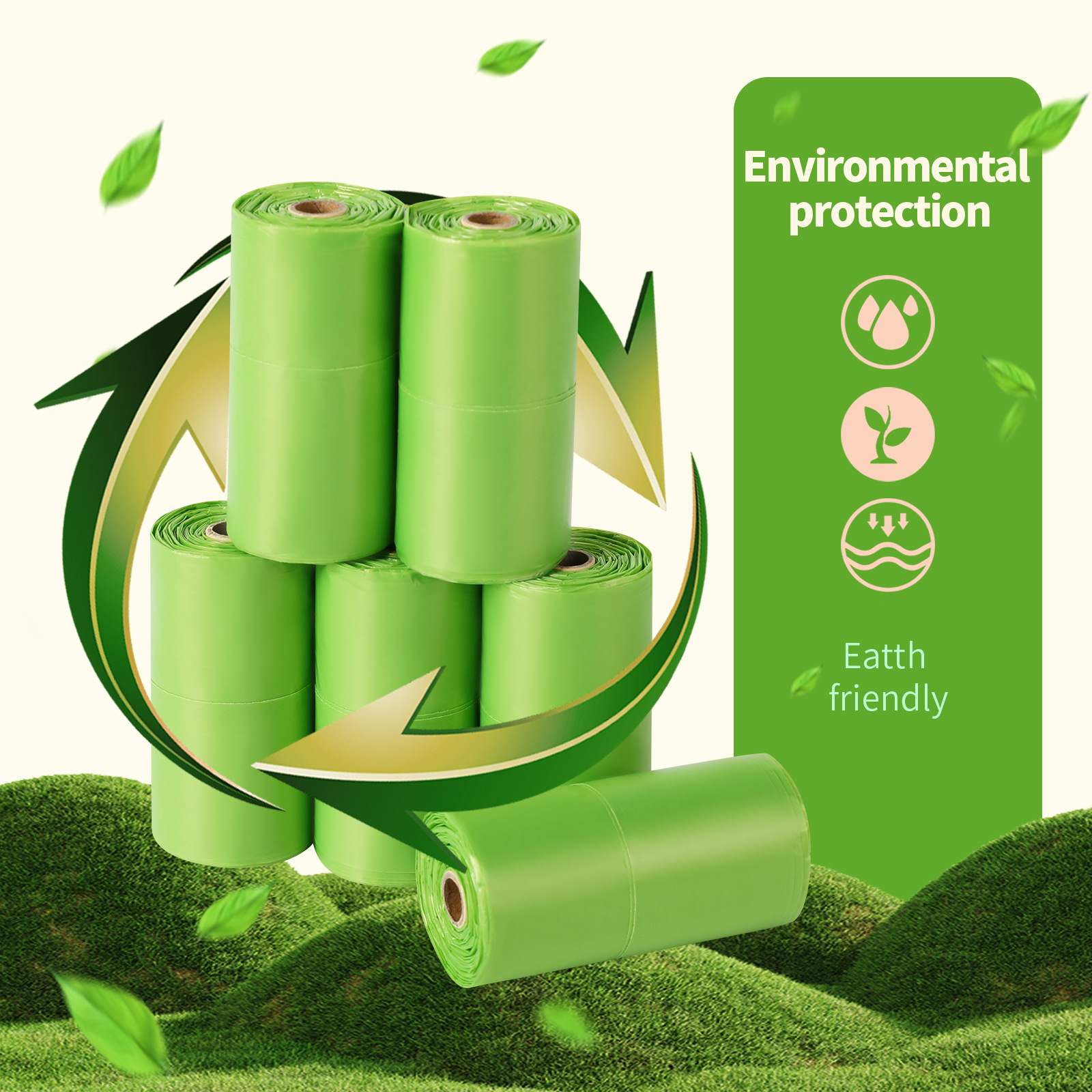 Chaleco grueso y enrollado de estilo explosivo transfronterizo, bolsa de mierda para perros, bolsa de arena para gatos, bolsa de basura para mascotas portátil, bolsa de defecación